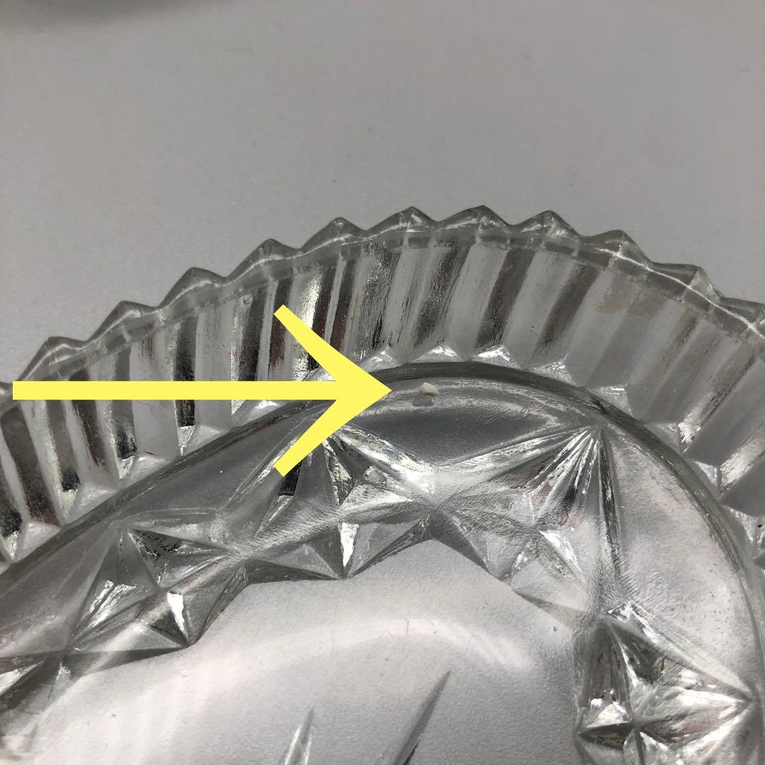 昭和レトロクリスタルカットガラスお皿&HOYA小物入れ&矢来切子グラスセット