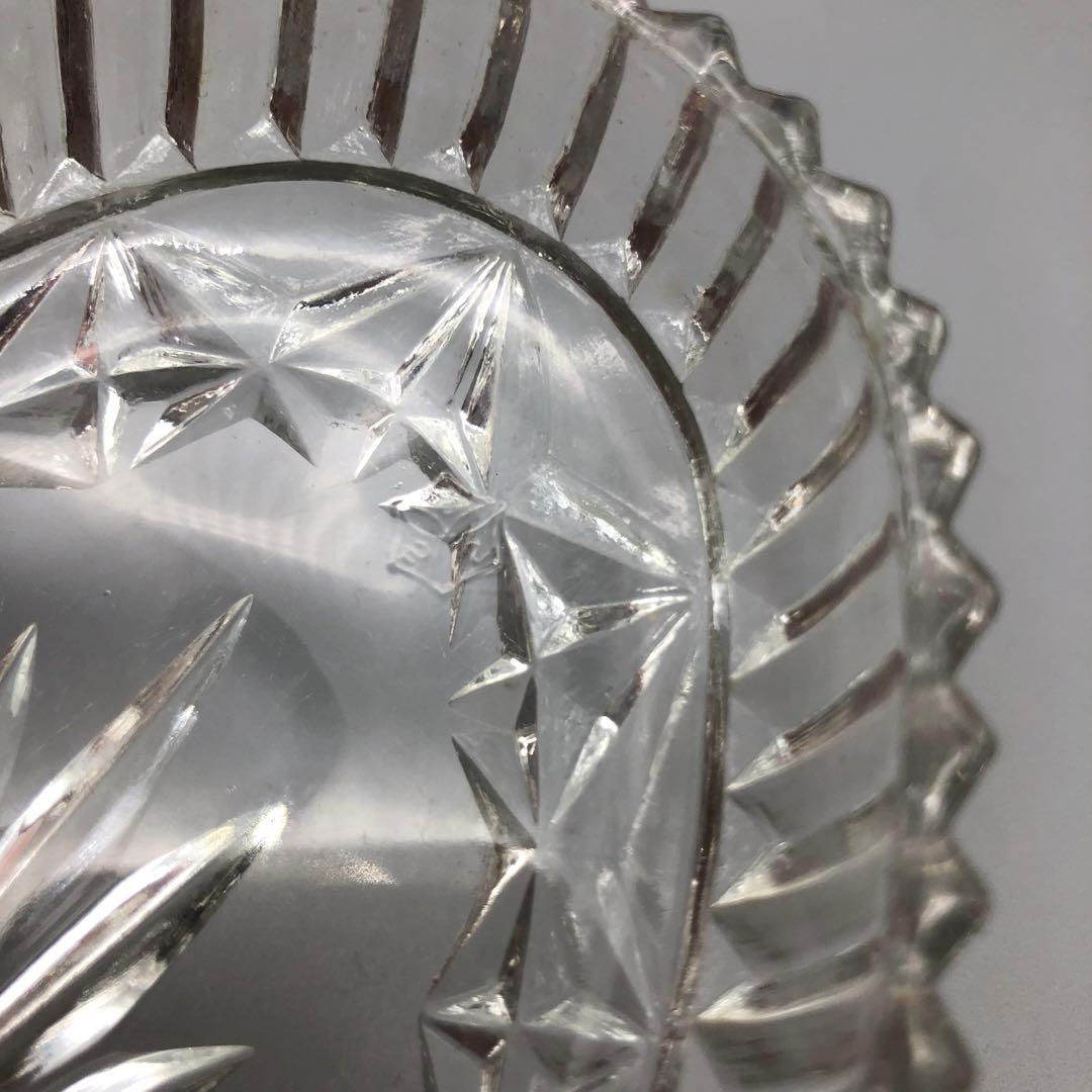 昭和レトロクリスタルカットガラスお皿&HOYA小物入れ&矢来切子グラスセット