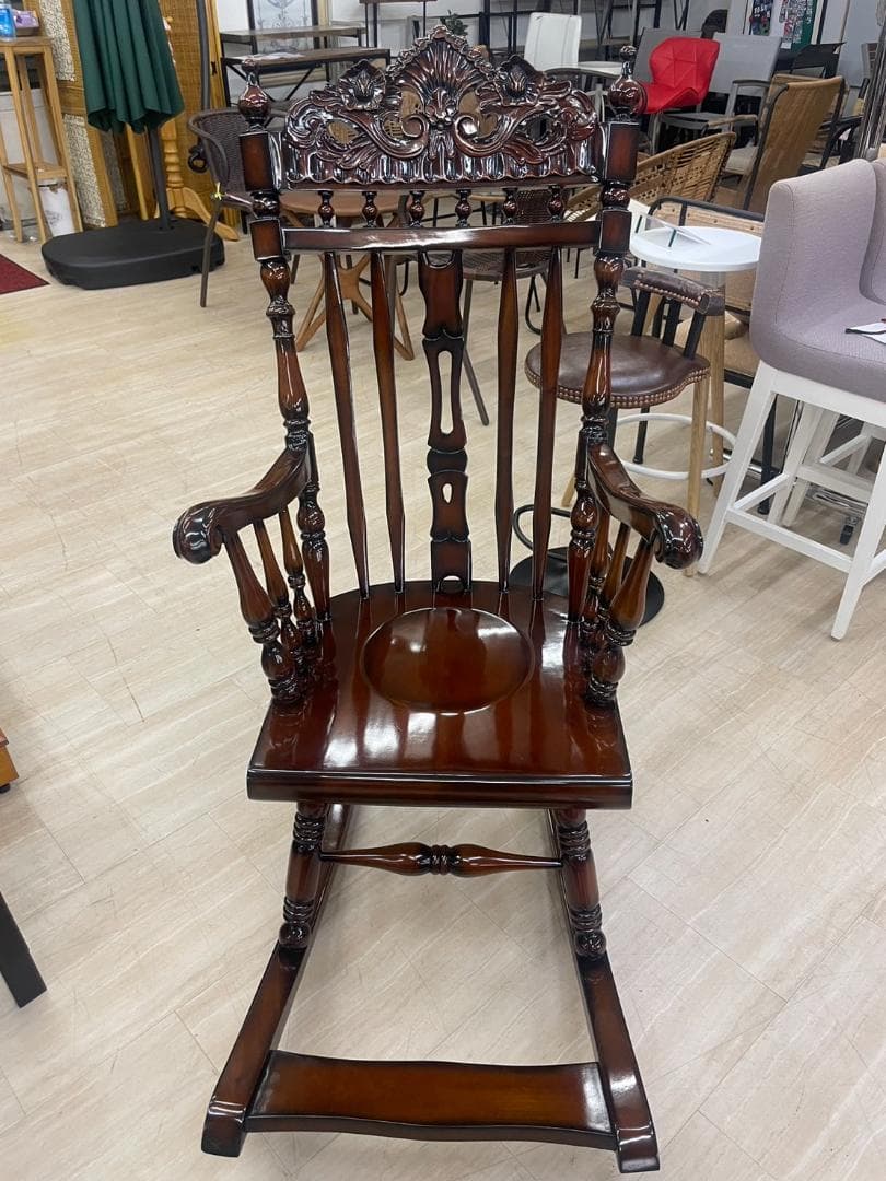 マホガニー　ロッキングチェア　無垢材　天然木　揺れるイス　揺れる椅子　木製