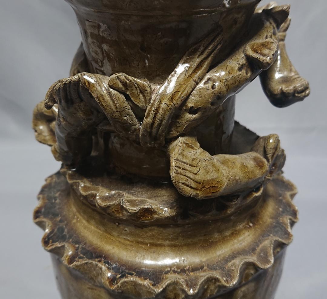 コレクター収集品　中国　宋時代　青磁貼花蛟龍獣瓶