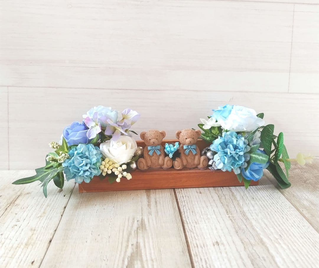 ミルクティーくまちゃんのフラワーアレンジ No112＋端午の節句オーダー