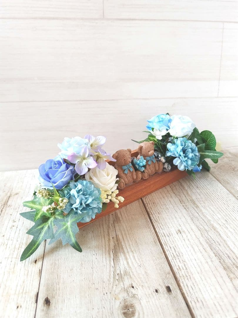 ミルクティーくまちゃんのフラワーアレンジ No112＋端午の節句オーダー