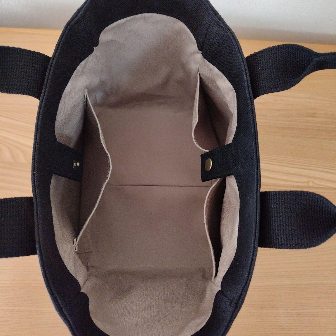 ハンドメイドトートバック、前後ポケット付き、楕円底&ベルトラウンドS