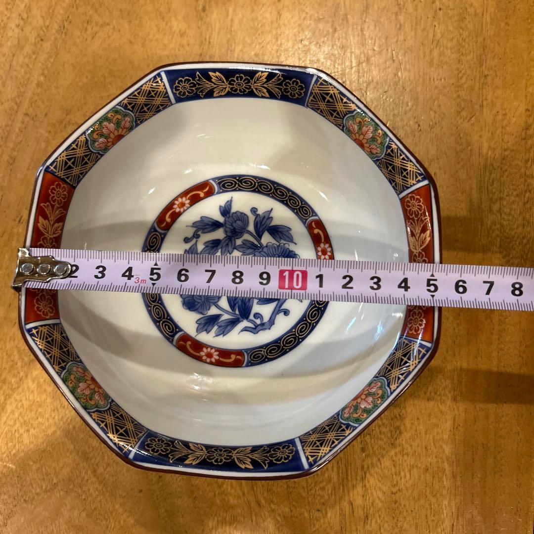 有田焼　林斎窯　古伊万里　金彩錦絵　八角鉢　5枚