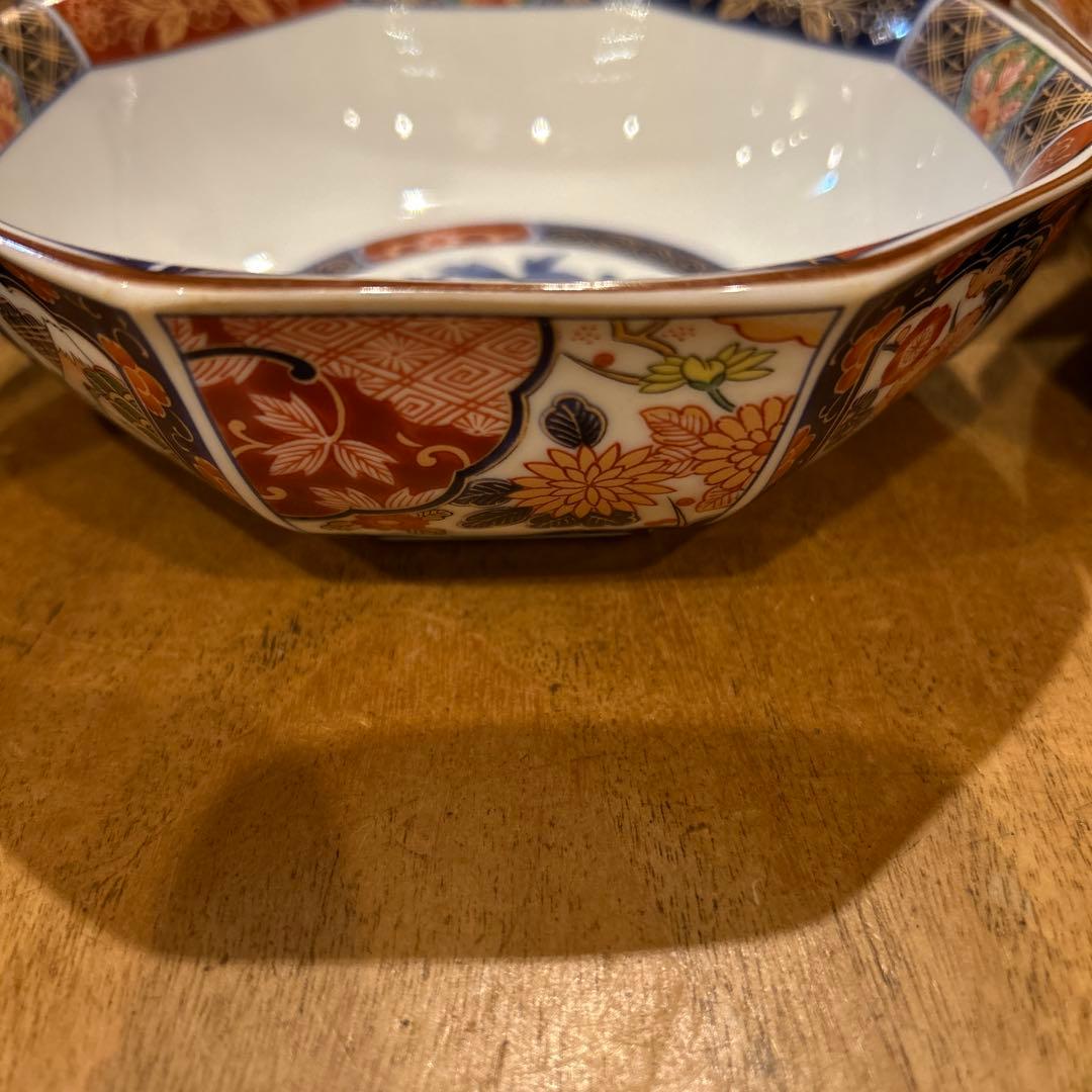 有田焼　林斎窯　古伊万里　金彩錦絵　八角鉢　5枚