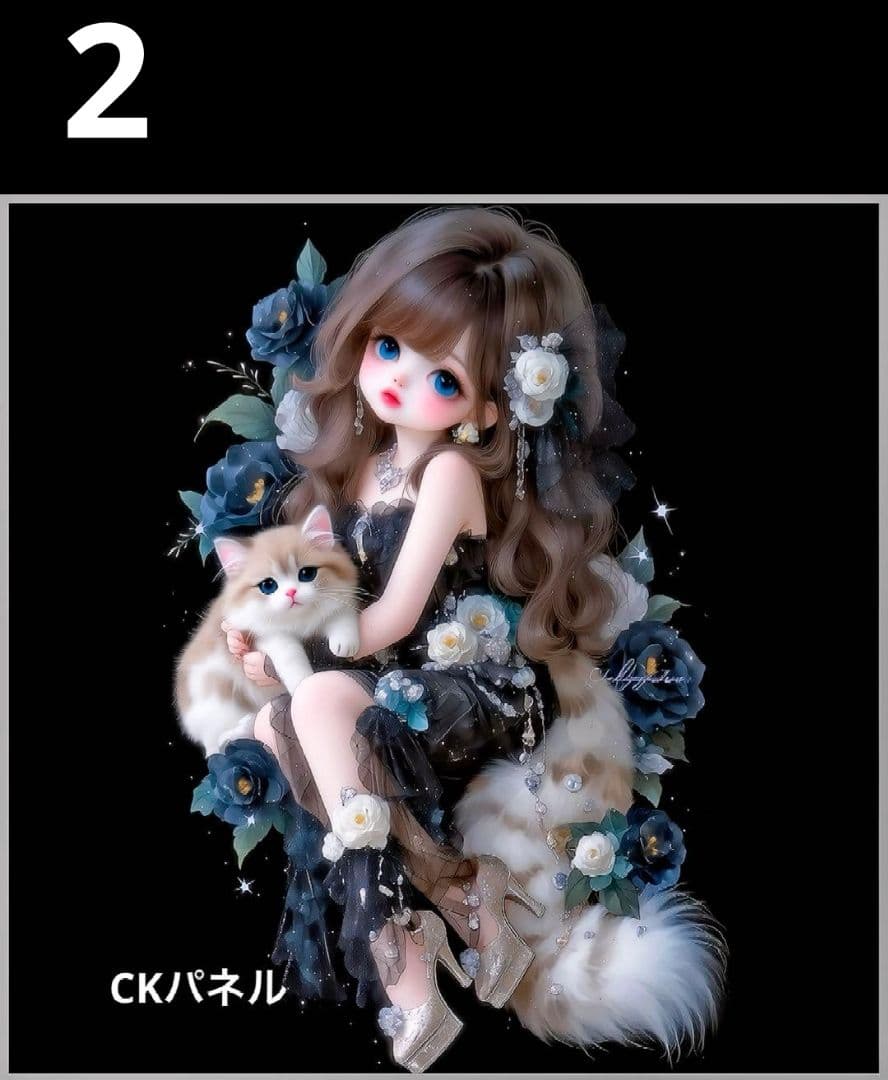 オーダーページ　ハンカチ311 女の子ねこちゃん柄　ハンドメイド2/21