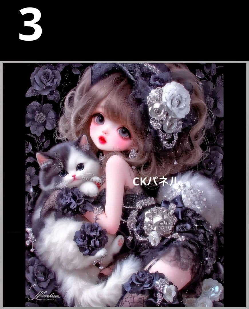 オーダーページ　ハンカチ311 女の子ねこちゃん柄　ハンドメイド2/21