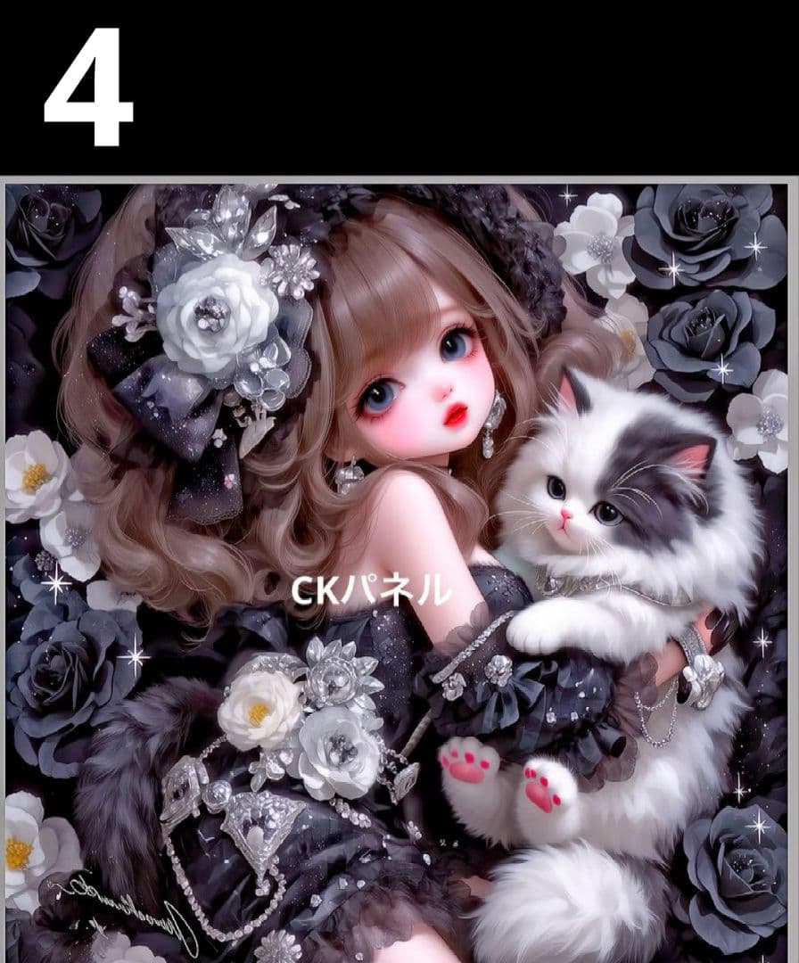 オーダーページ　ハンカチ311 女の子ねこちゃん柄　ハンドメイド2/21