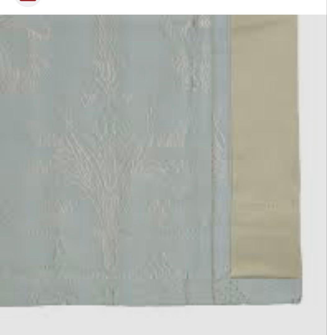 青緑 花柄 ドレープカーテン