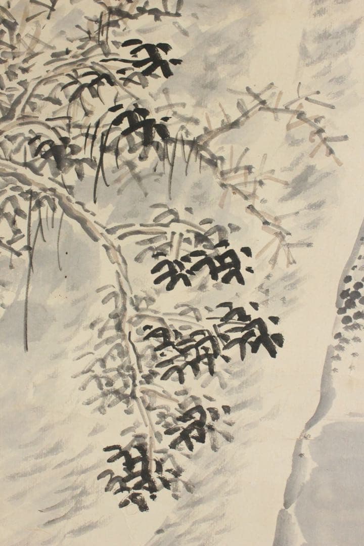 No5770 掛軸　大庭学僊　雪景山水図　紙本　一幅　合箱　古美術　送料無料