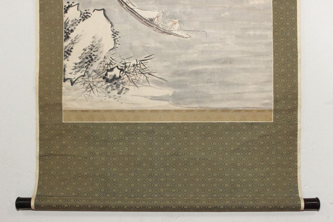 No5770 掛軸　大庭学僊　雪景山水図　紙本　一幅　合箱　古美術　送料無料