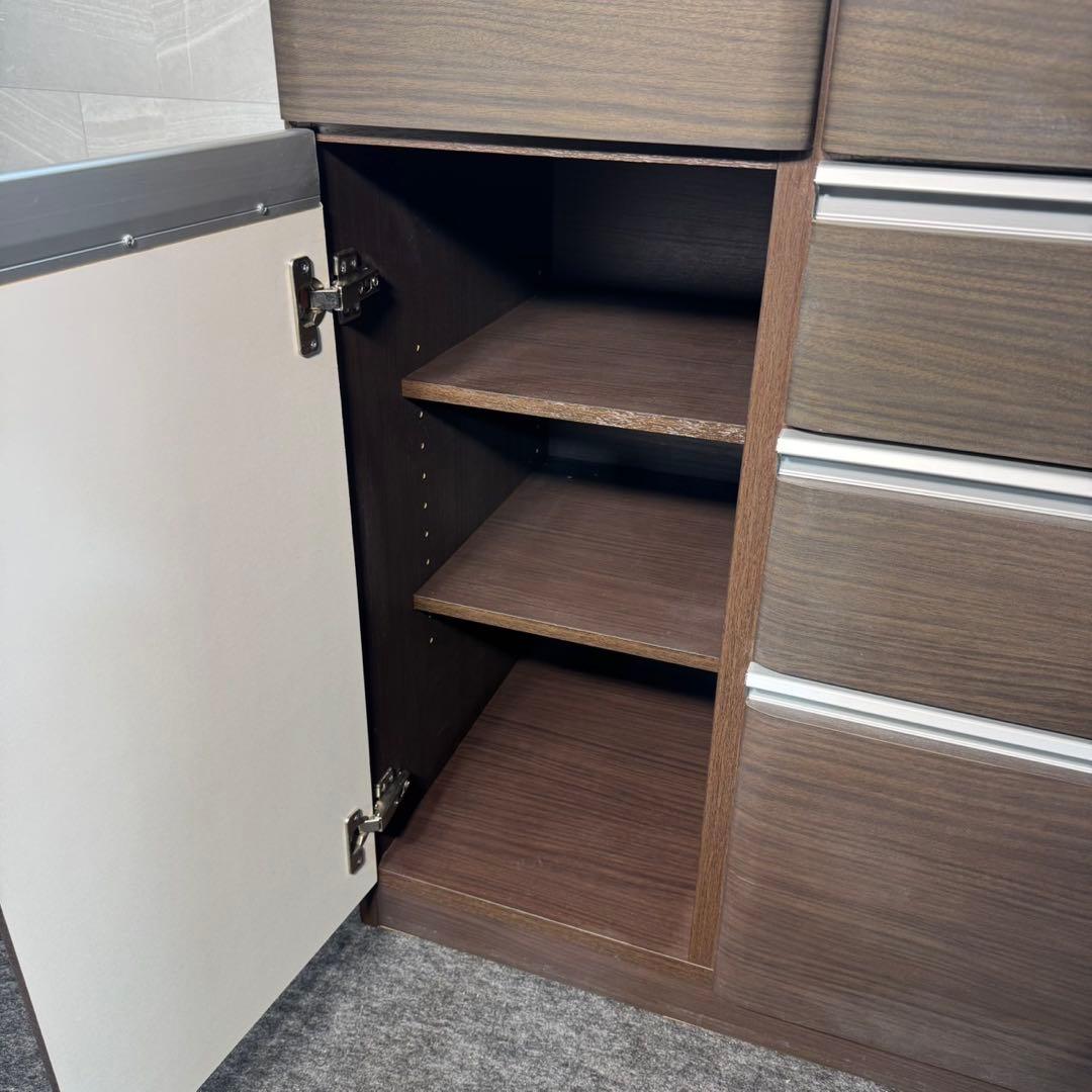 ニトリ 食器棚 クリスナ120cm キッチンボード 家具茶色 d5382