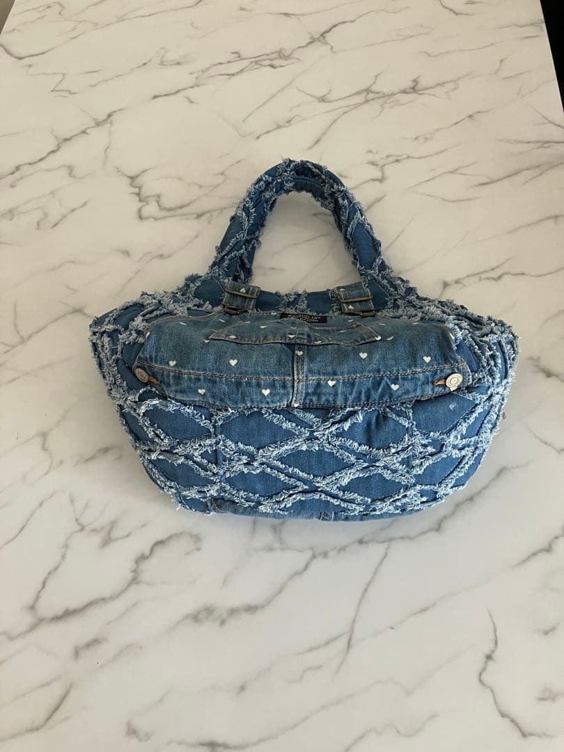 1083 まりゆ　大きめフリンジデニムリメイクバック　ハンドメイド