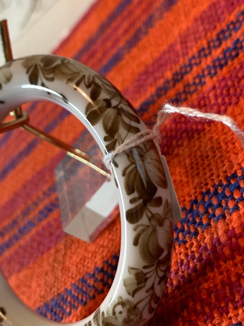 ロイヤルコペンハーゲン　ビンテージのレアなブラウンフラワー陶器のバングルお洒落！