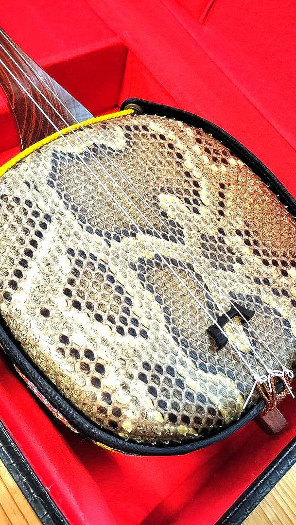 三線 紫檀 本革強化張り真壁型 美品 美音