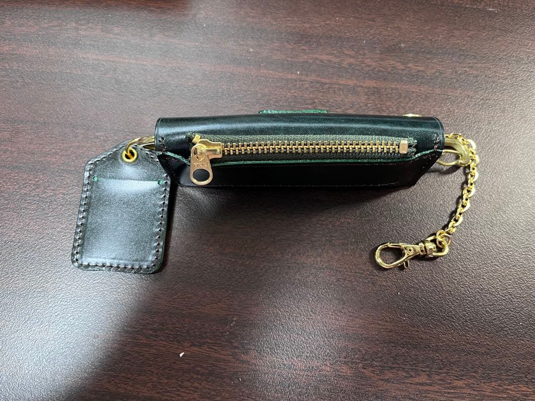 レザー ミニ財布 黒 ファスナー付き