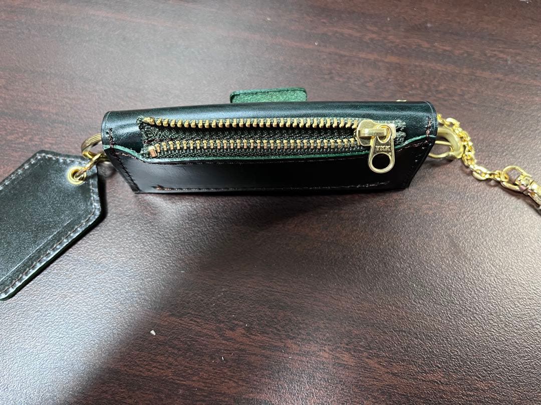 レザー ミニ財布 黒 ファスナー付き