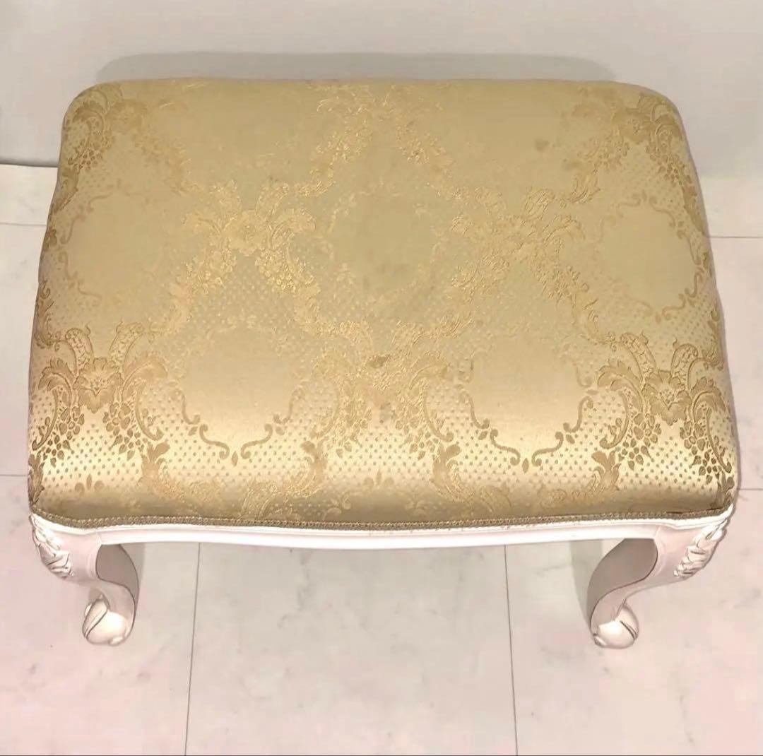 スツール椅子チェア オットマン アンティーク調 ヨーロピアン風 白系 姫系 猫脚