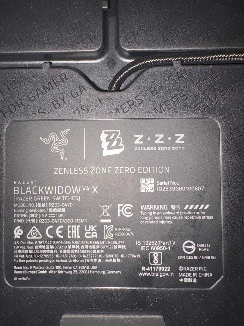 キーボード Razer BlackWidow V4 X Zenless Zone Zero