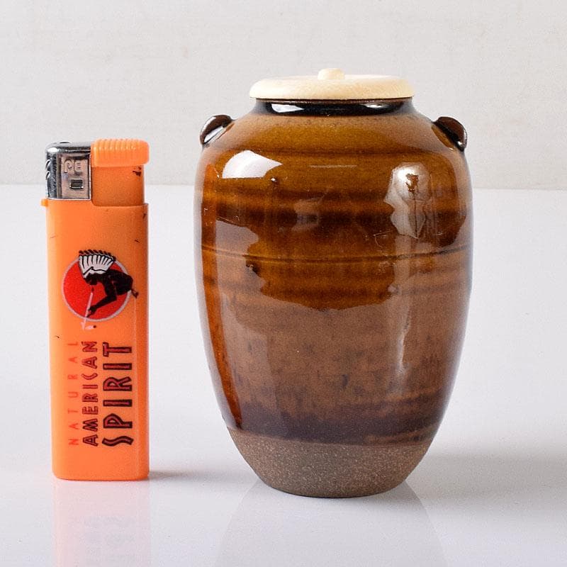 茶道具　藤崎寿山造　模高取横嶽茶入　仕覆付　共箱　V　7314