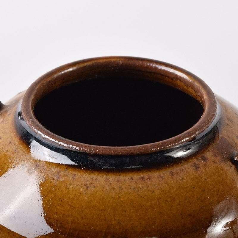 茶道具　藤崎寿山造　模高取横嶽茶入　仕覆付　共箱　V　7314