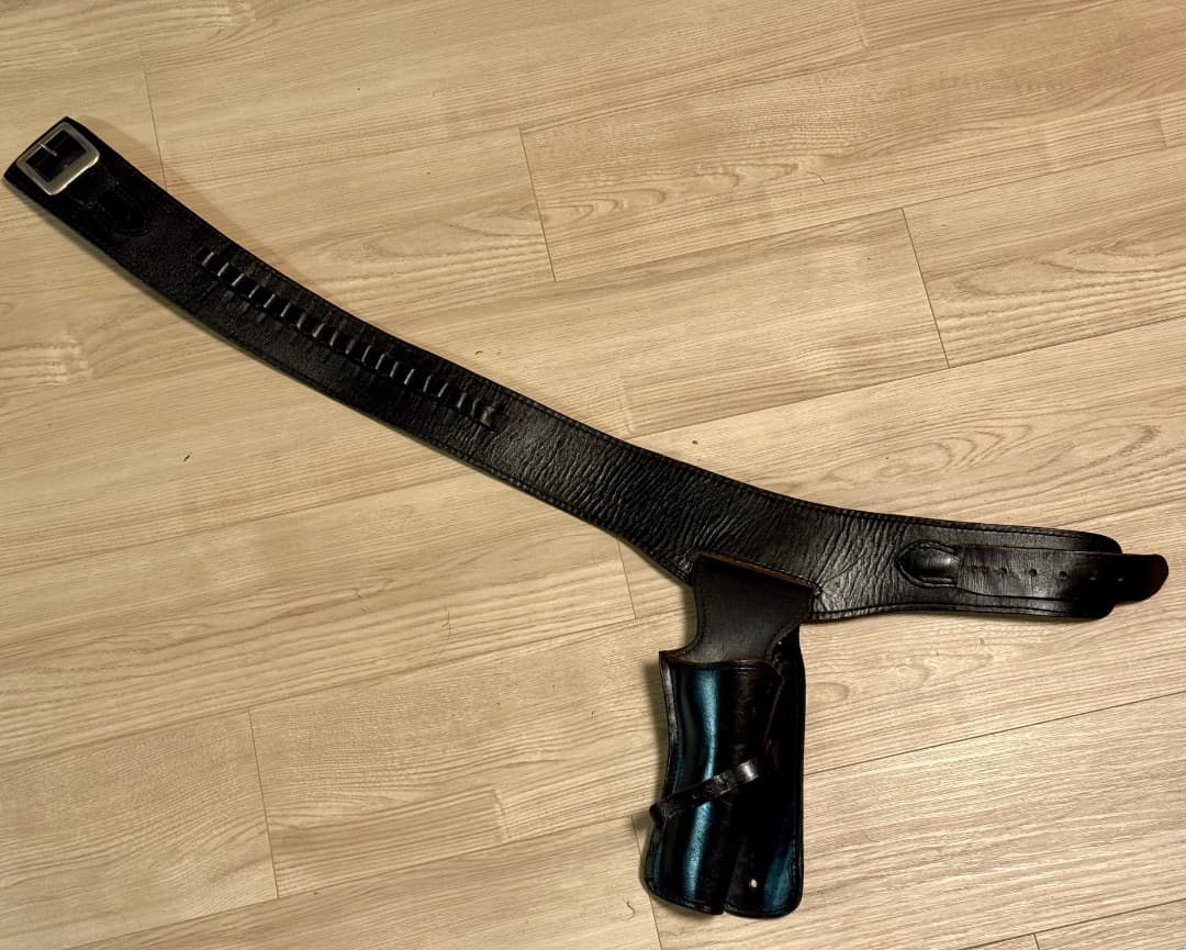 整備済 黒革製 ウェスタン ガンベルト ホルスター コルトSAA用 プレーン