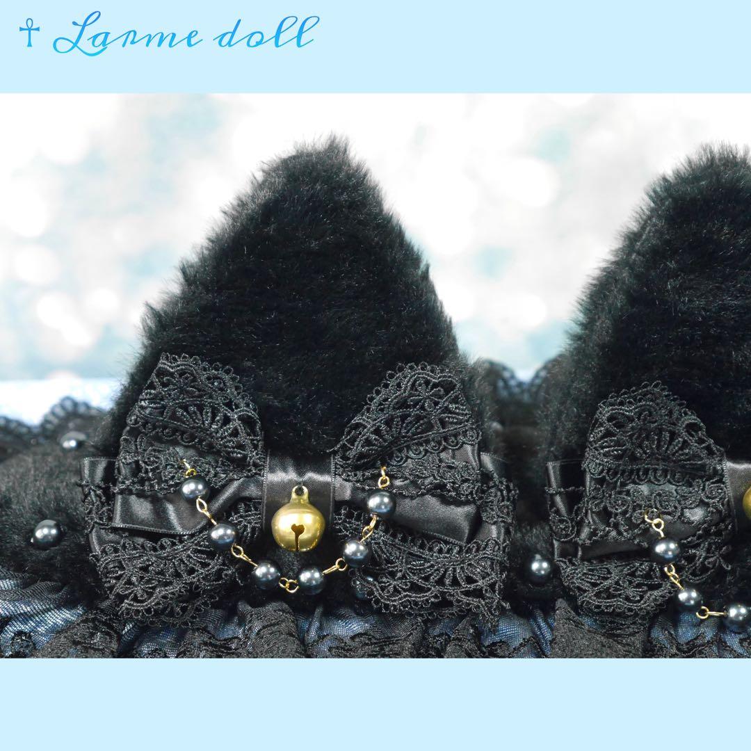 【受注生産】《☥》猫耳ファーヘッドドレス (黒)