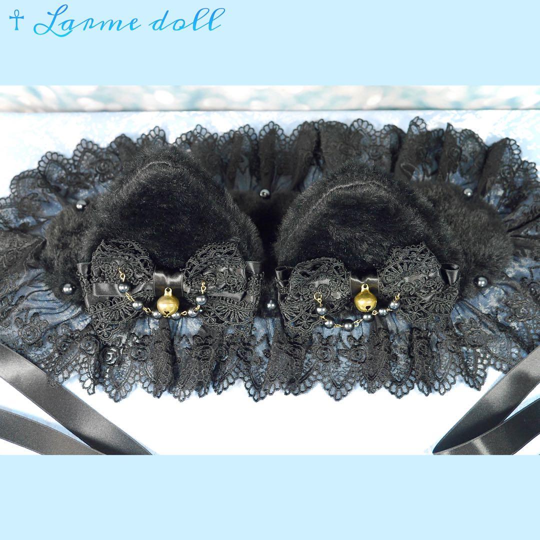 【受注生産】《☥》猫耳ファーヘッドドレス (黒)