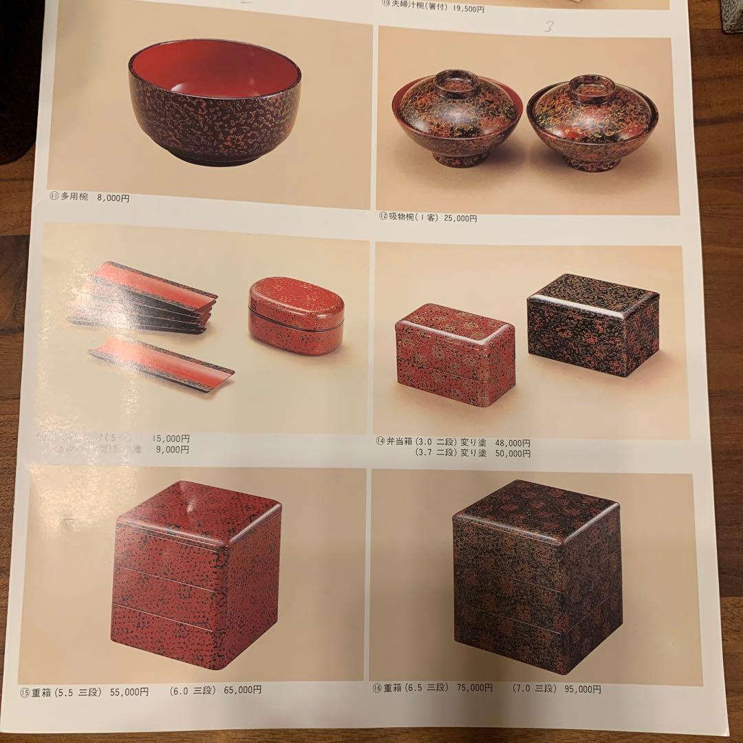 津軽塗 三段重 青森 唐塗 6寸 紙箱付 おせち お重 自宅保管品