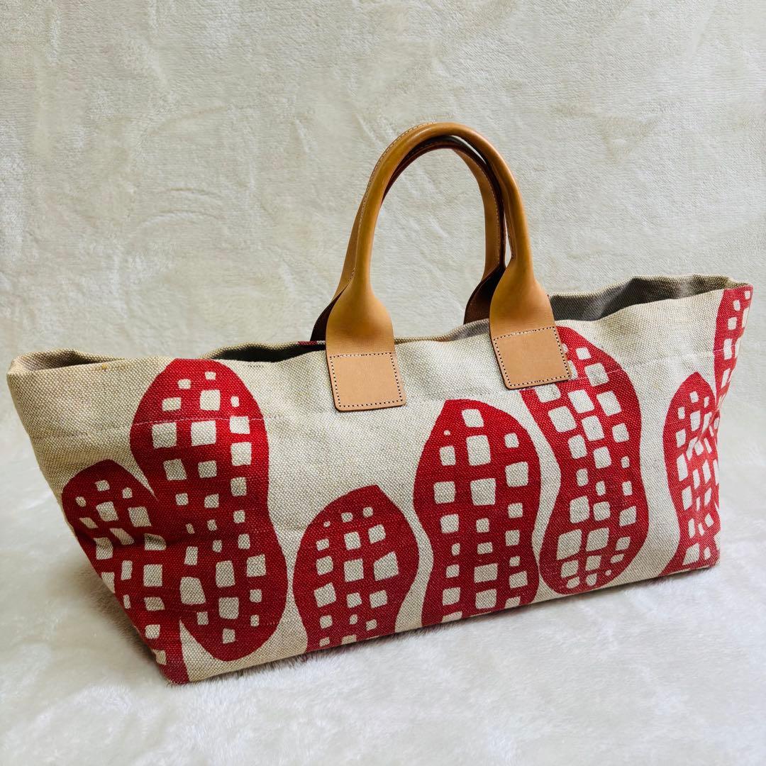 atelier か猫 幌バッグ ピーナツ柄　横長