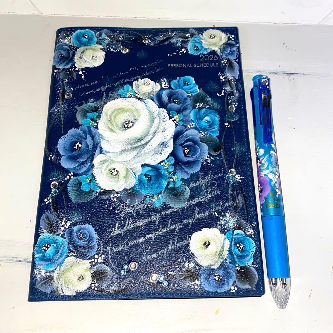 2026年度 手帳　薔薇　手描き　トールペイント