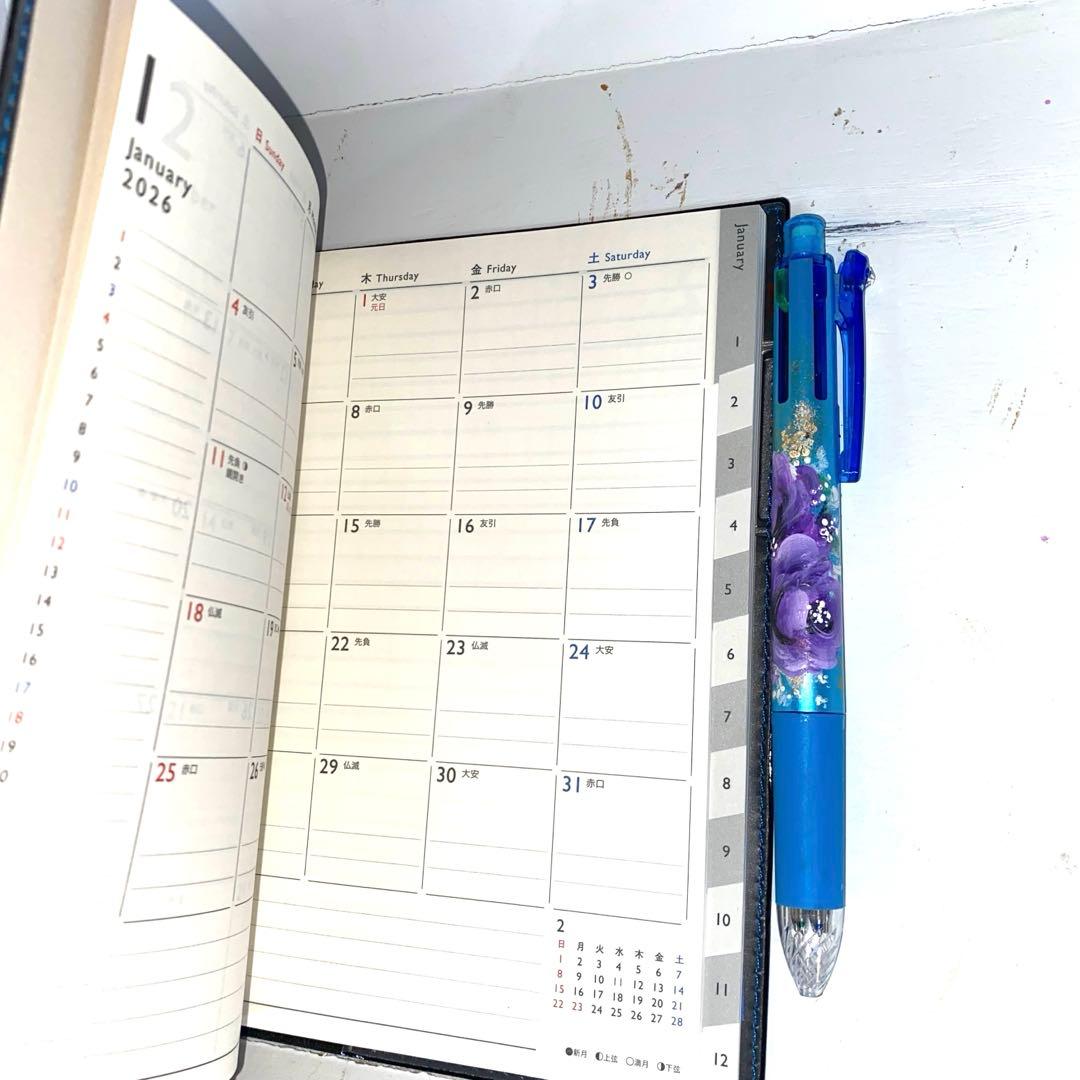 2026年度 手帳　薔薇　手描き　トールペイント