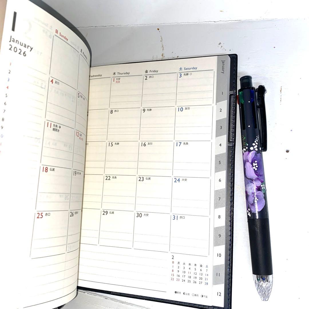 2026年度 手帳　薔薇　手描き　トールペイント