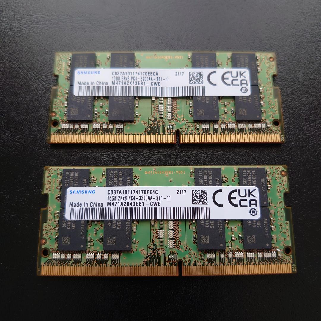 SAMSUNG 32GB(16GB×2枚) PC4-3200 ノートPC用メモリ