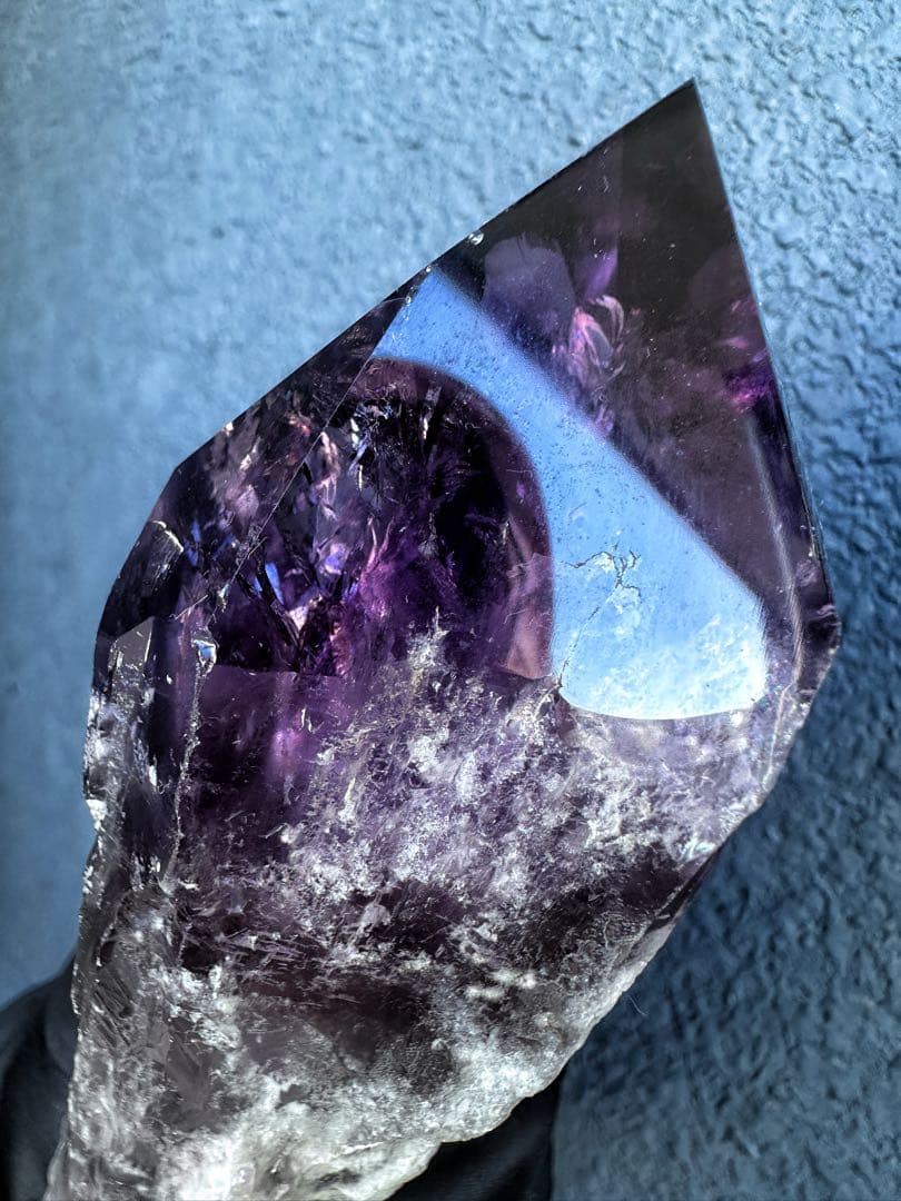 【rieページ】ロマネサイト虹アメジストナチュラルポイントワンドA1103