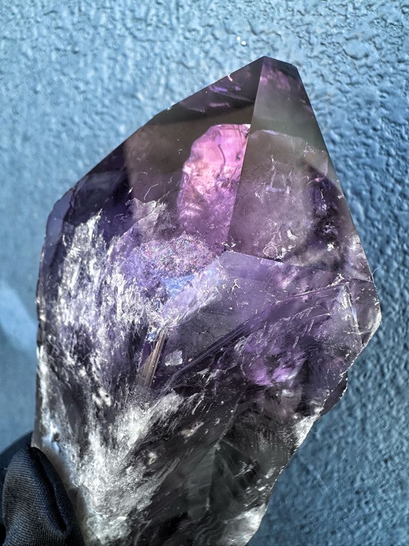 【rieページ】ロマネサイト虹アメジストナチュラルポイントワンドA1103