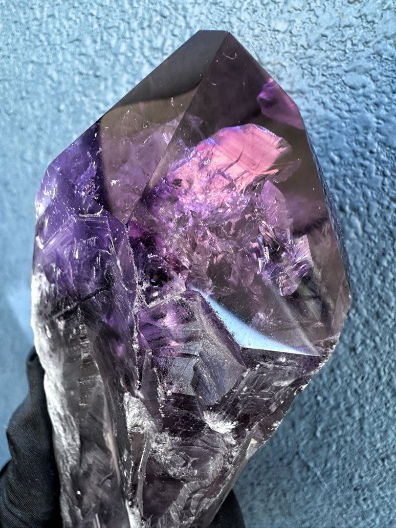 【rieページ】ロマネサイト虹アメジストナチュラルポイントワンドA1103