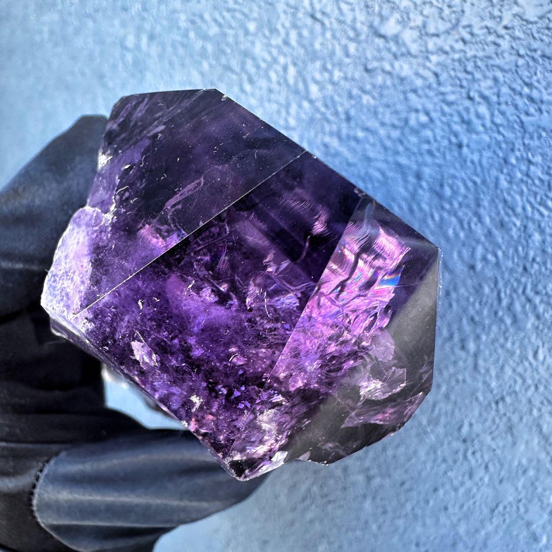 【rieページ】ロマネサイト虹アメジストナチュラルポイントワンドA1103