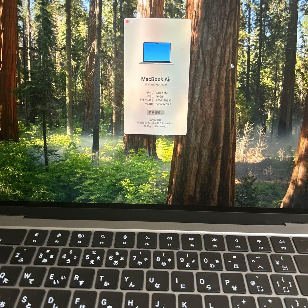 Macbook air M3 13インチ 16GB/SSD512GB
