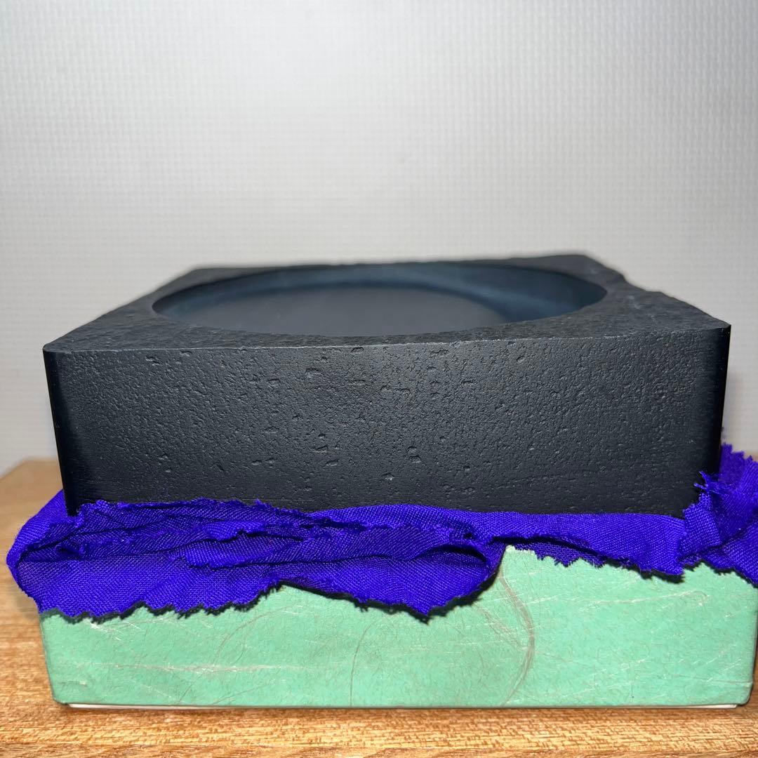 ⭕️雄勝硯　四寸蓋付日月研　御留石硯　やなせ留山堂製作　新品美品　女性好み作品