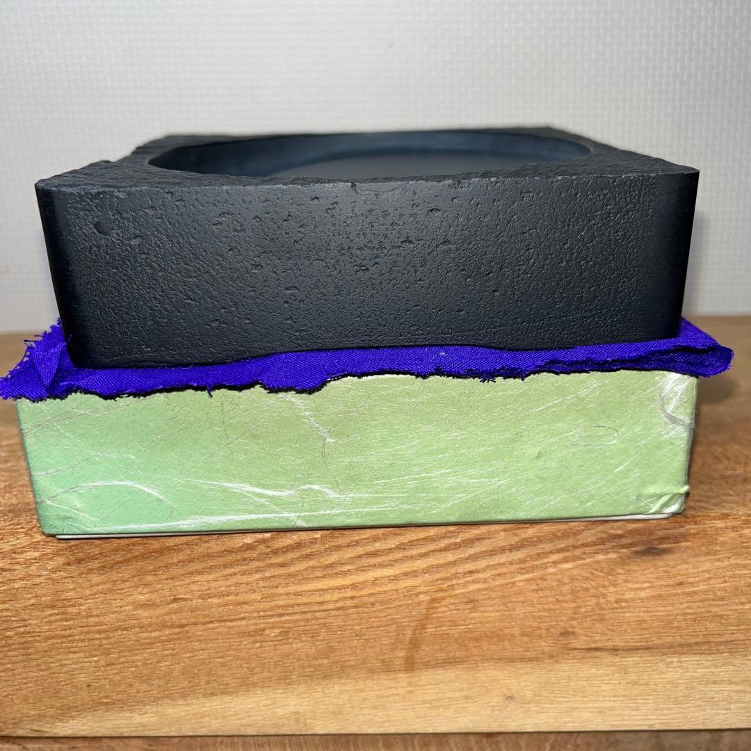 ⭕️雄勝硯　四寸蓋付日月研　御留石硯　やなせ留山堂製作　新品美品　女性好み作品