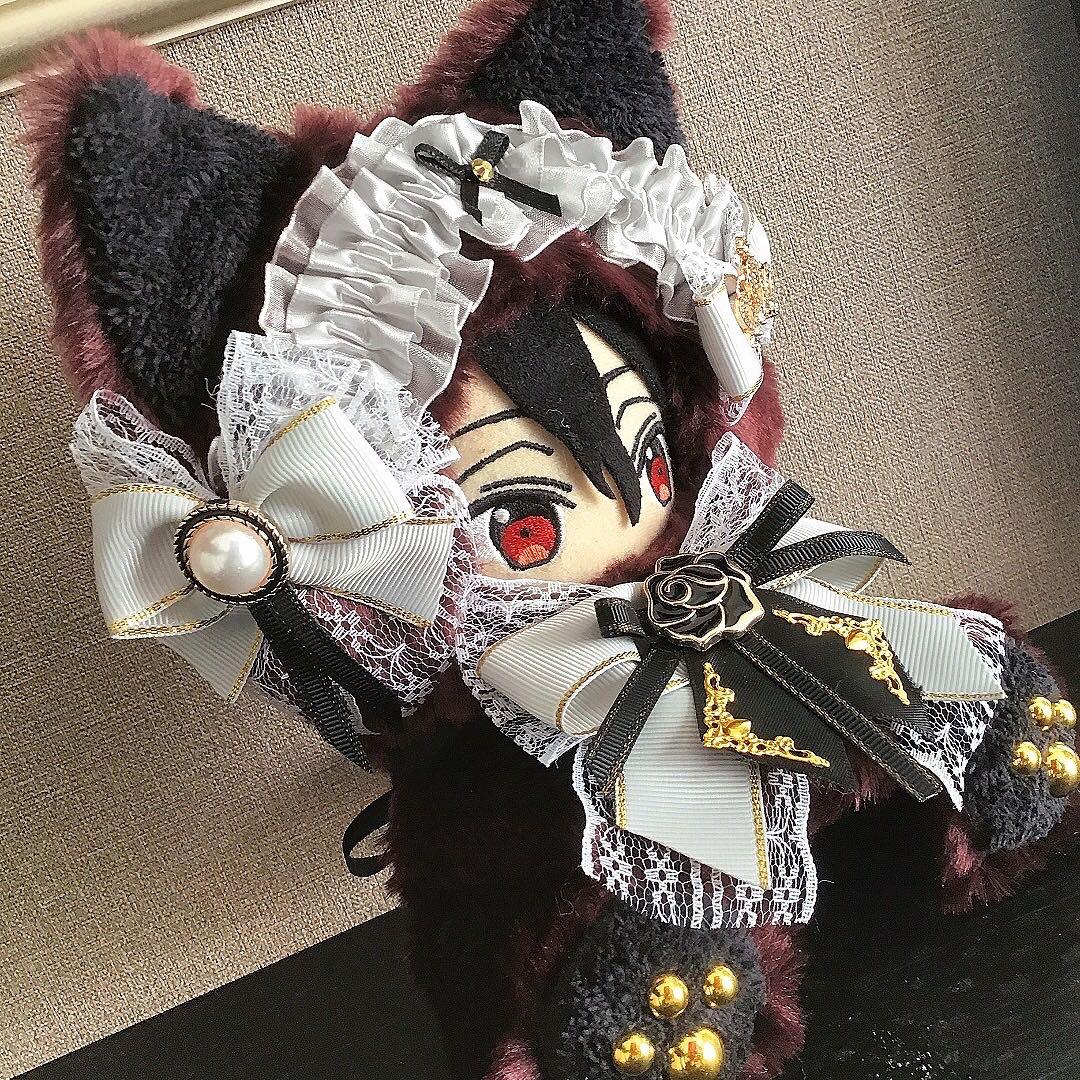 【124】猫　ワインブラウン　おすわり　ぬい服　16cm 着ぐるみ