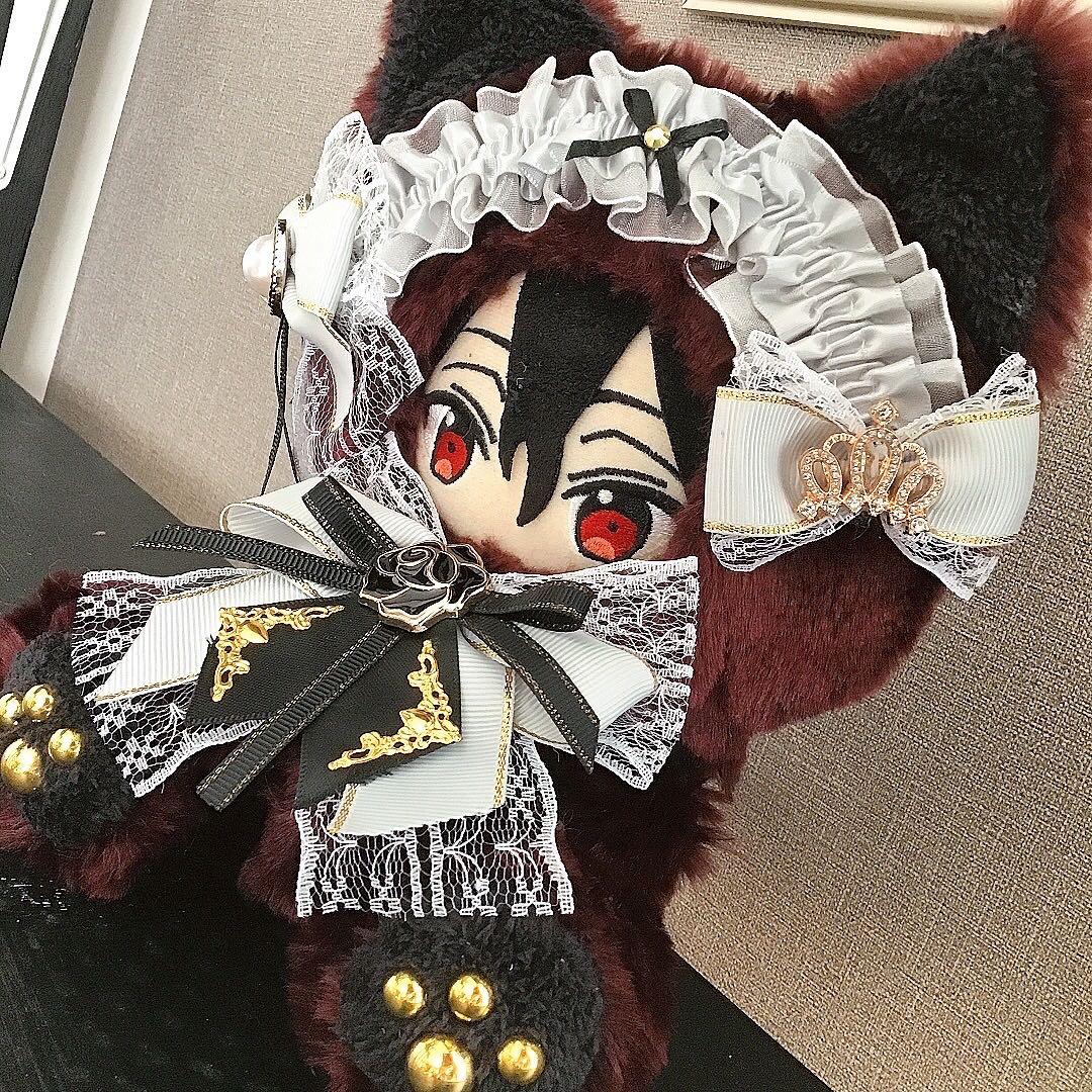 【124】猫　ワインブラウン　おすわり　ぬい服　16cm 着ぐるみ