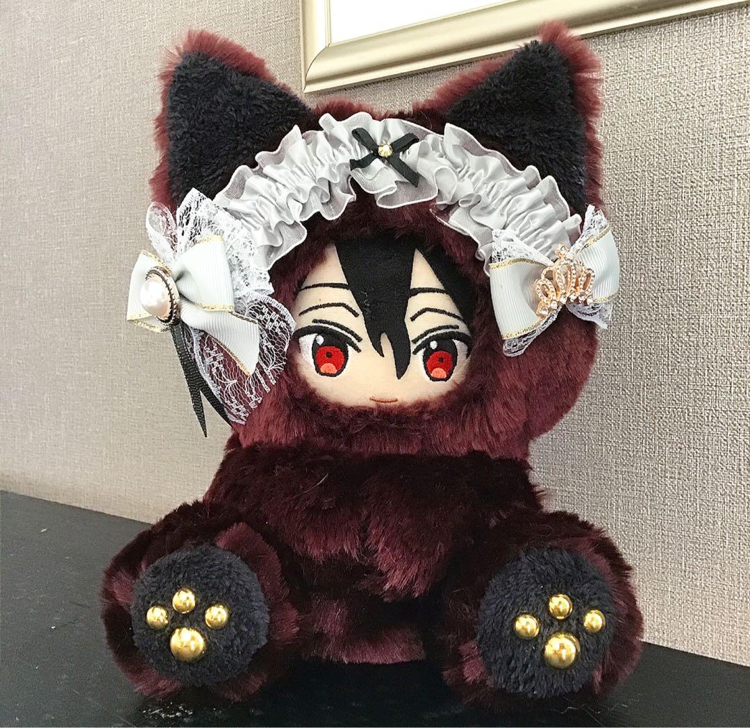 【124】猫　ワインブラウン　おすわり　ぬい服　16cm 着ぐるみ