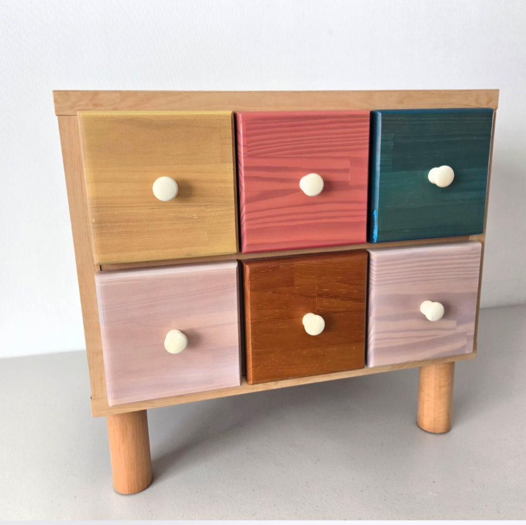 ウッドチェスト　カラフル　木製　引き出し　小物入れ　ポップ　ナチュラル　北欧風