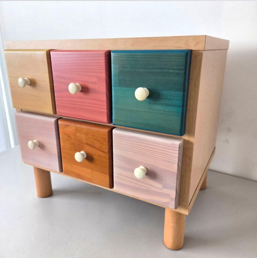 ウッドチェスト　カラフル　木製　引き出し　小物入れ　ポップ　ナチュラル　北欧風