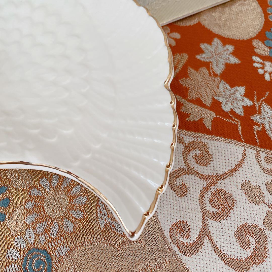 箱入り 鶴彫 銘々皿揃 5枚セット 鶴型 扇型 金彩 小皿 縁起物 正月