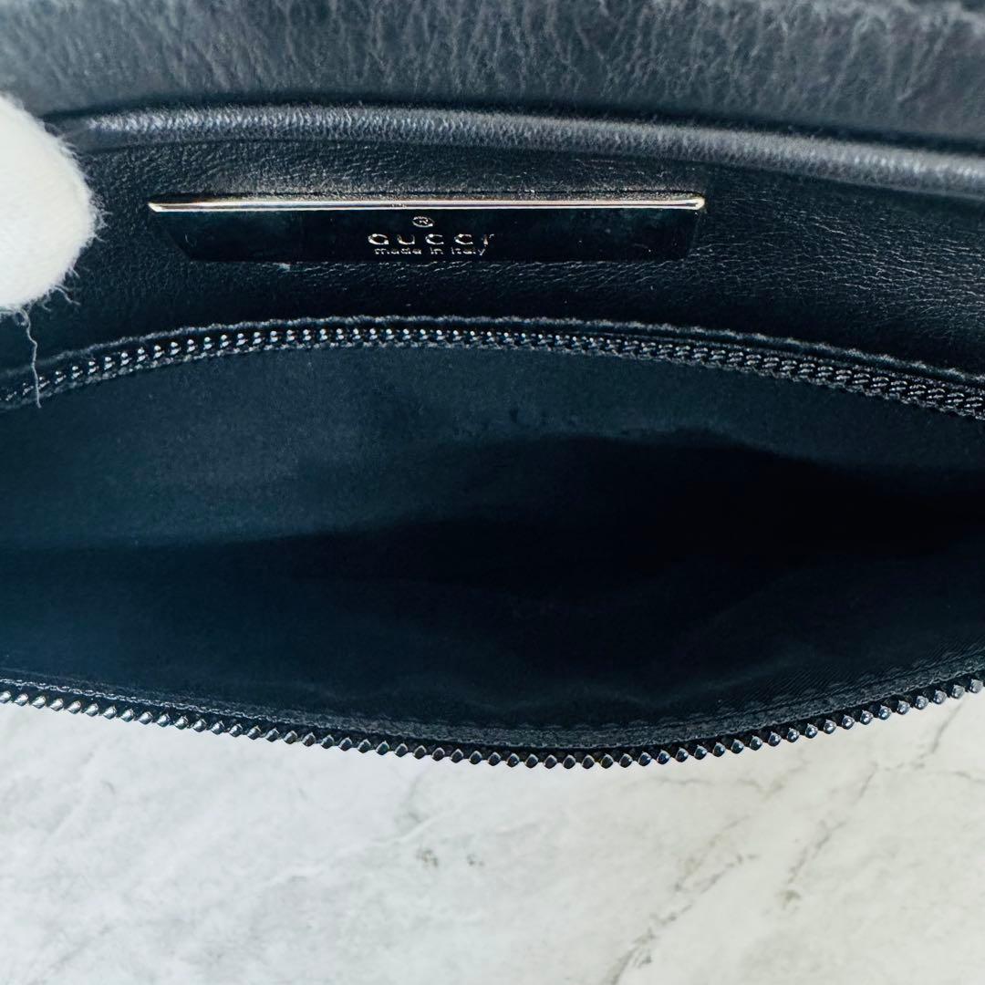 ✨GUCCI✨グッチ✨ロゴプレート✨レザー✨ブラック✨クラッチバッグ✨