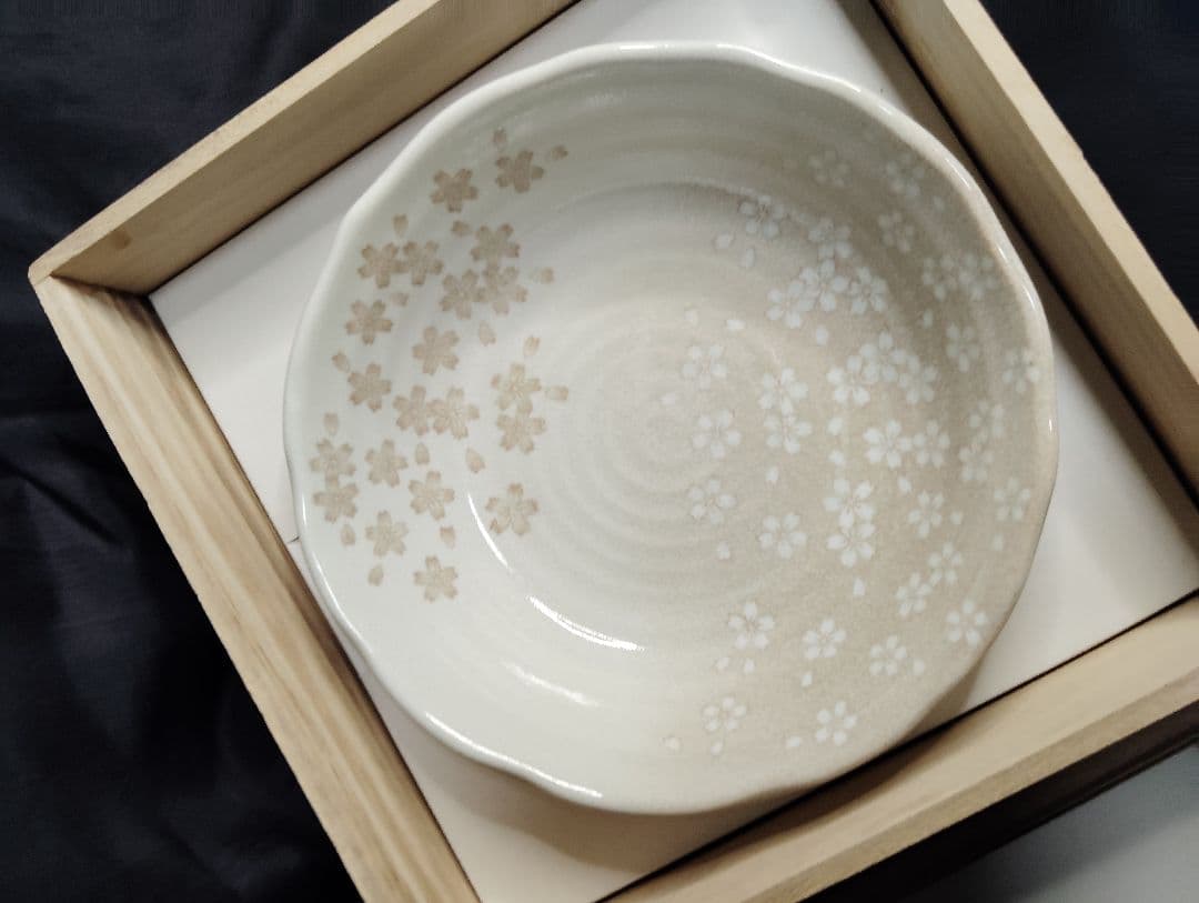 三彩亭 竹斎 宴揃　桜模様　大皿　盛り鉢　木箱入り