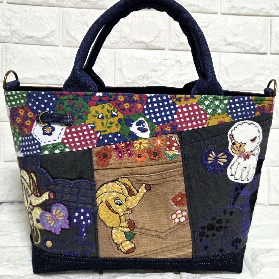 【SA様☘️専用】928 デニム＊リメイク＊刺繍＊バッグ＊トートバッグ